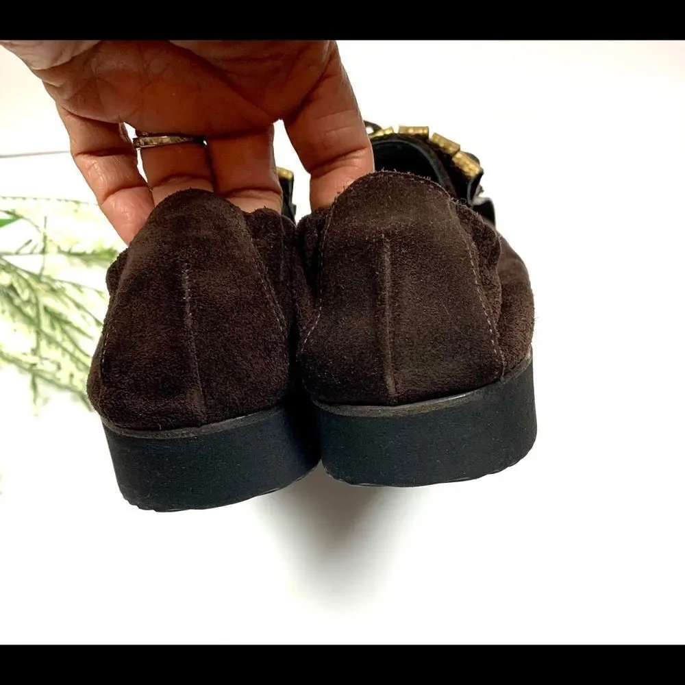 NWT Kennel & Schmenger Brown Suede Fringe Pointy Toe Flats